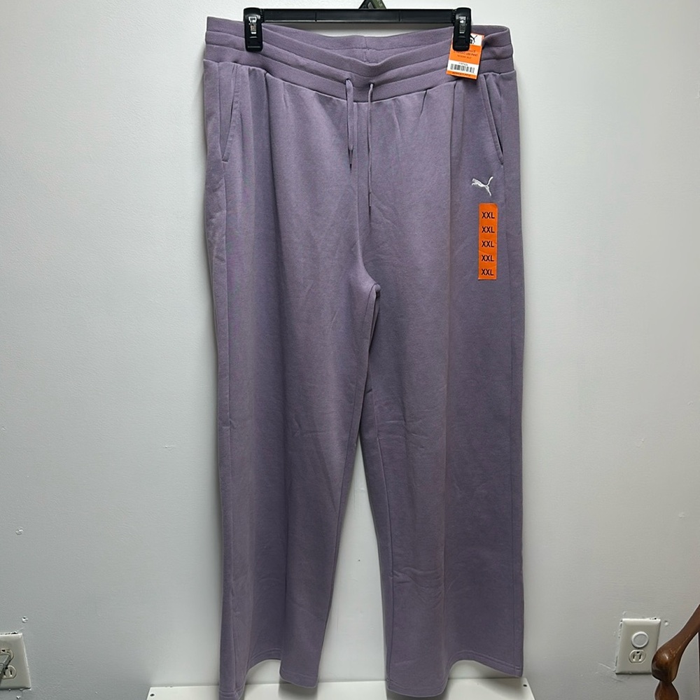 Puma ladies fleece straight leg sweat pants purple